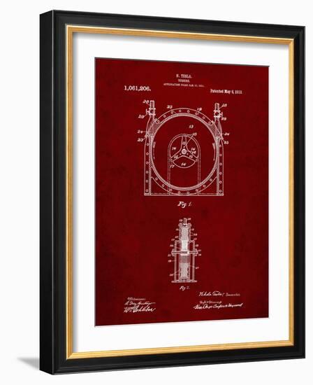PP1097-Burgundy Tesla Turbine Patent Poster-Cole Borders-Framed Giclee Print