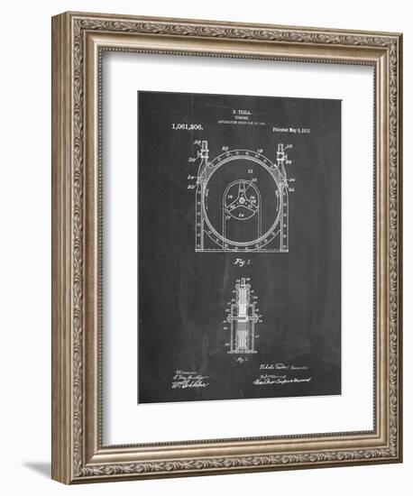 PP1097-Chalkboard Tesla Turbine Patent Poster-Cole Borders-Framed Giclee Print