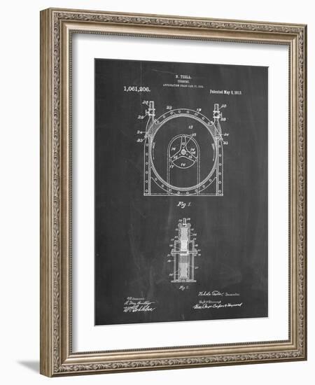 PP1097-Chalkboard Tesla Turbine Patent Poster-Cole Borders-Framed Giclee Print