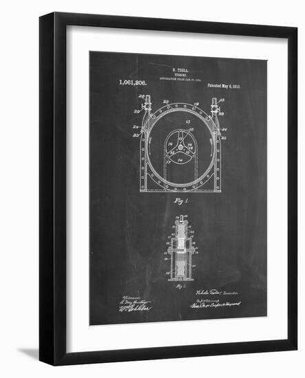 PP1097-Chalkboard Tesla Turbine Patent Poster-Cole Borders-Framed Giclee Print