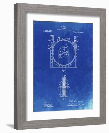 PP1097-Faded Blueprint Tesla Turbine Patent Poster-Cole Borders-Framed Giclee Print