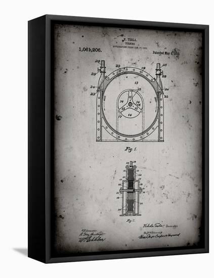 PP1097-Faded Grey Tesla Turbine Patent Poster-Cole Borders-Framed Premier Image Canvas