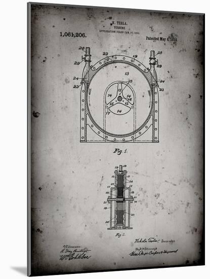 PP1097-Faded Grey Tesla Turbine Patent Poster-Cole Borders-Mounted Giclee Print