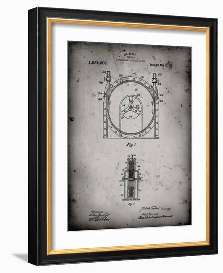 PP1097-Faded Grey Tesla Turbine Patent Poster-Cole Borders-Framed Giclee Print