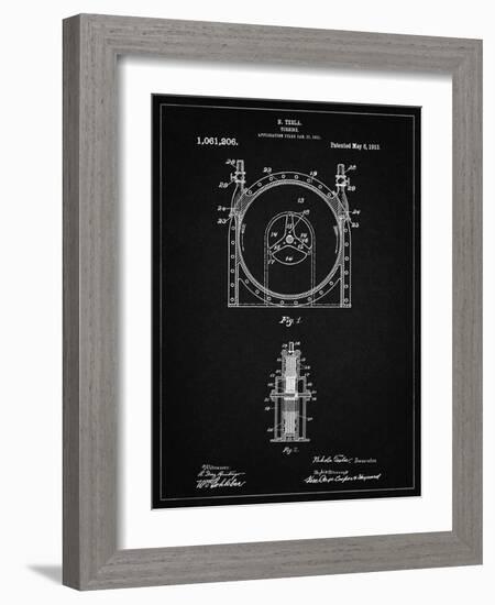 PP1097-Vintage Black Tesla Turbine Patent Poster-Cole Borders-Framed Giclee Print