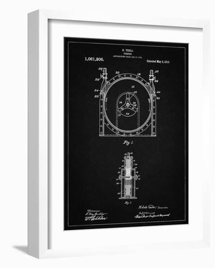 PP1097-Vintage Black Tesla Turbine Patent Poster-Cole Borders-Framed Giclee Print