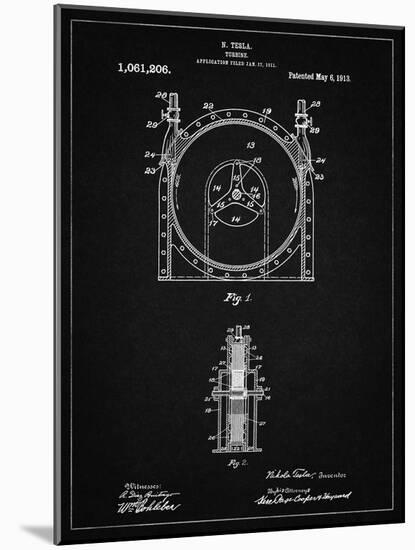 PP1097-Vintage Black Tesla Turbine Patent Poster-Cole Borders-Mounted Giclee Print