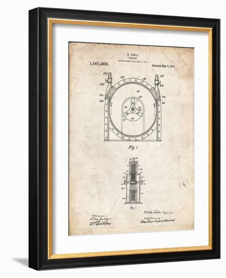 PP1097-Vintage Parchment Tesla Turbine Patent Poster-Cole Borders-Framed Giclee Print