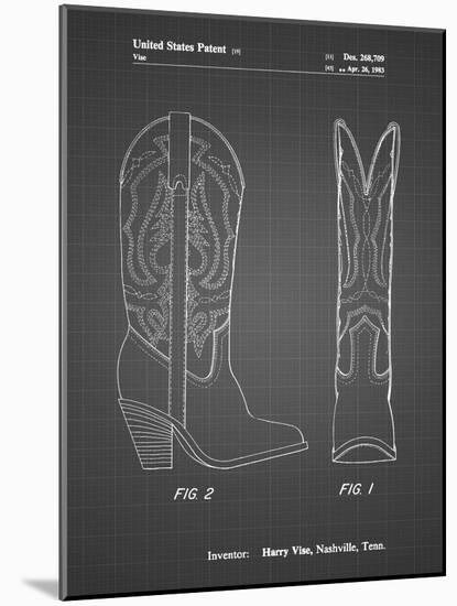 PP1098-Black Grid Texas Boot Company 1983 Cowboy Boots Patent Poster-Cole Borders-Mounted Giclee Print