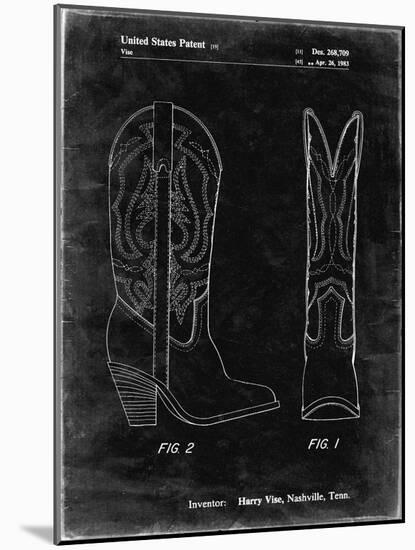 PP1098-Black Grunge Texas Boot Company 1983 Cowboy Boots Patent Poster-Cole Borders-Mounted Giclee Print