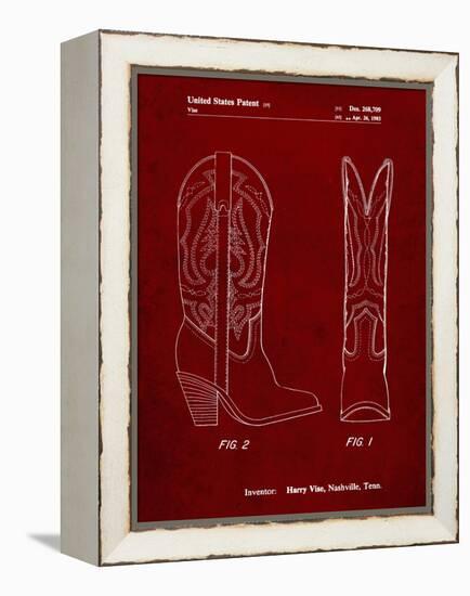 PP1098-Burgundy Texas Boot Company 1983 Cowboy Boots Patent Poster-Cole Borders-Framed Premier Image Canvas