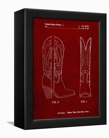 PP1098-Burgundy Texas Boot Company 1983 Cowboy Boots Patent Poster-Cole Borders-Framed Premier Image Canvas