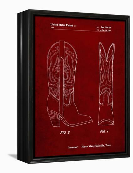 PP1098-Burgundy Texas Boot Company 1983 Cowboy Boots Patent Poster-Cole Borders-Framed Premier Image Canvas