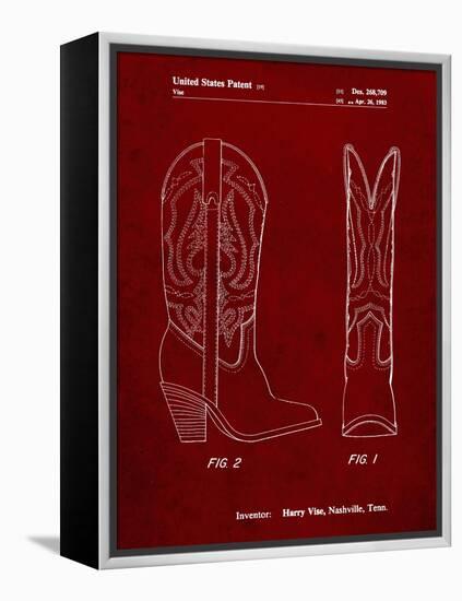 PP1098-Burgundy Texas Boot Company 1983 Cowboy Boots Patent Poster-Cole Borders-Framed Premier Image Canvas