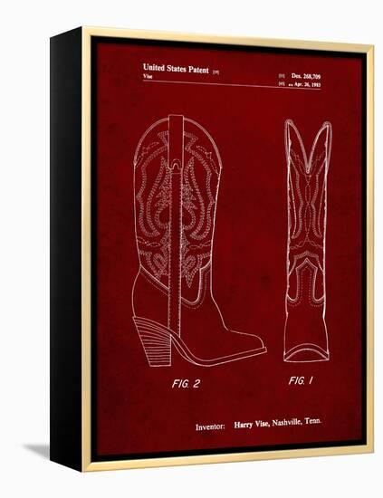 PP1098-Burgundy Texas Boot Company 1983 Cowboy Boots Patent Poster-Cole Borders-Framed Premier Image Canvas