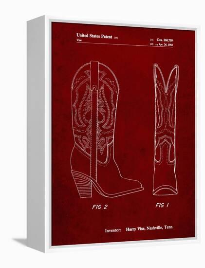 PP1098-Burgundy Texas Boot Company 1983 Cowboy Boots Patent Poster-Cole Borders-Framed Premier Image Canvas