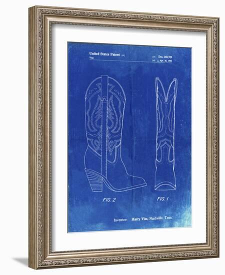 PP1098-Faded Blueprint Texas Boot Company 1983 Cowboy Boots Patent Poster-Cole Borders-Framed Giclee Print