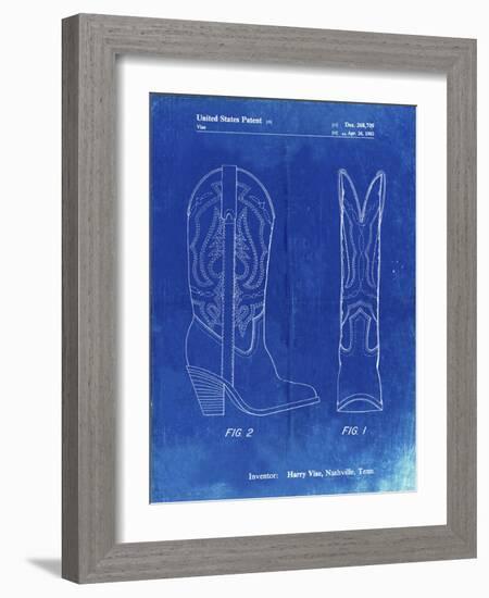 PP1098-Faded Blueprint Texas Boot Company 1983 Cowboy Boots Patent Poster-Cole Borders-Framed Giclee Print