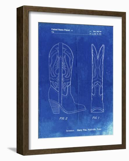 PP1098-Faded Blueprint Texas Boot Company 1983 Cowboy Boots Patent Poster-Cole Borders-Framed Giclee Print