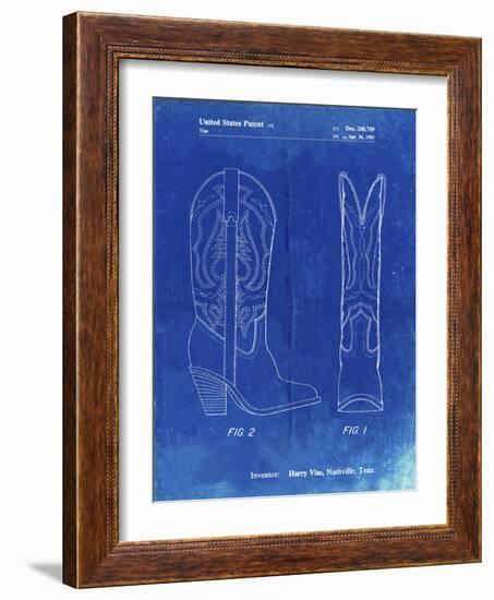 PP1098-Faded Blueprint Texas Boot Company 1983 Cowboy Boots Patent Poster-Cole Borders-Framed Giclee Print