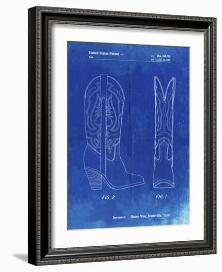 PP1098-Faded Blueprint Texas Boot Company 1983 Cowboy Boots Patent Poster-Cole Borders-Framed Giclee Print