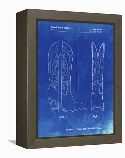 PP1098-Faded Blueprint Texas Boot Company 1983 Cowboy Boots Patent Poster-Cole Borders-Framed Premier Image Canvas