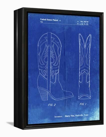 PP1098-Faded Blueprint Texas Boot Company 1983 Cowboy Boots Patent Poster-Cole Borders-Framed Premier Image Canvas