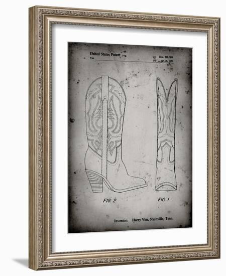 PP1098-Faded Grey Texas Boot Company 1983 Cowboy Boots Patent Poster-Cole Borders-Framed Giclee Print