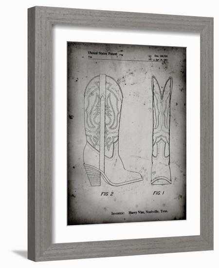 PP1098-Faded Grey Texas Boot Company 1983 Cowboy Boots Patent Poster-Cole Borders-Framed Giclee Print