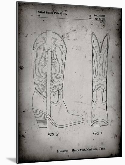 PP1098-Faded Grey Texas Boot Company 1983 Cowboy Boots Patent Poster-Cole Borders-Mounted Giclee Print