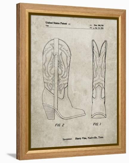 PP1098-Sandstone Texas Boot Company 1983 Cowboy Boots Patent Poster-Cole Borders-Framed Premier Image Canvas