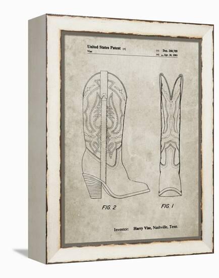 PP1098-Sandstone Texas Boot Company 1983 Cowboy Boots Patent Poster-Cole Borders-Framed Premier Image Canvas