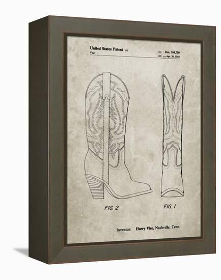 PP1098-Sandstone Texas Boot Company 1983 Cowboy Boots Patent Poster-Cole Borders-Framed Premier Image Canvas