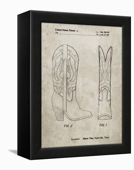 PP1098-Sandstone Texas Boot Company 1983 Cowboy Boots Patent Poster-Cole Borders-Framed Premier Image Canvas