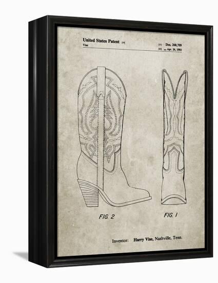 PP1098-Sandstone Texas Boot Company 1983 Cowboy Boots Patent Poster-Cole Borders-Framed Premier Image Canvas