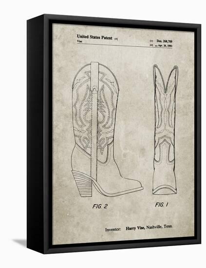 PP1098-Sandstone Texas Boot Company 1983 Cowboy Boots Patent Poster-Cole Borders-Framed Premier Image Canvas