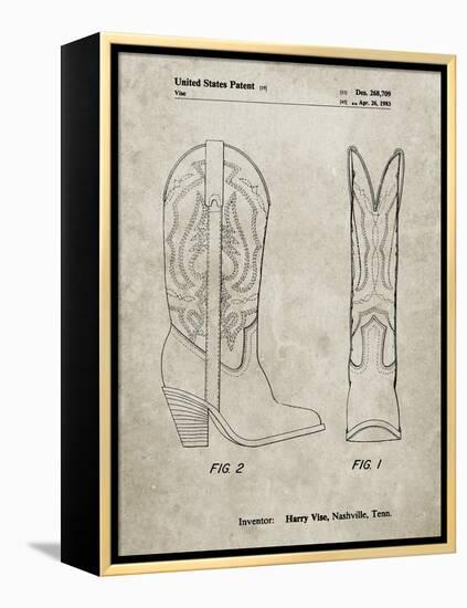 PP1098-Sandstone Texas Boot Company 1983 Cowboy Boots Patent Poster-Cole Borders-Framed Premier Image Canvas