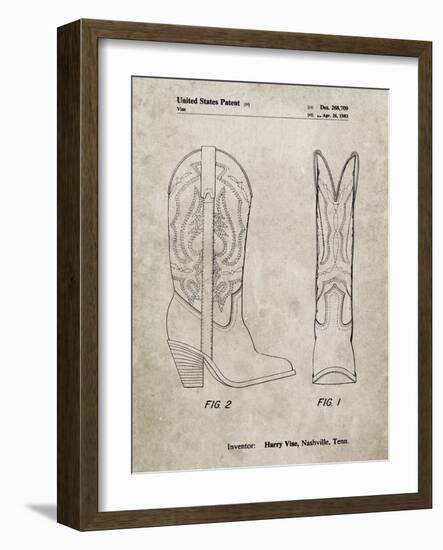 PP1098-Sandstone Texas Boot Company 1983 Cowboy Boots Patent Poster-Cole Borders-Framed Giclee Print