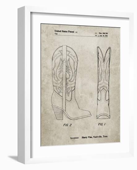 PP1098-Sandstone Texas Boot Company 1983 Cowboy Boots Patent Poster-Cole Borders-Framed Giclee Print