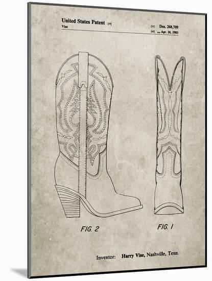 PP1098-Sandstone Texas Boot Company 1983 Cowboy Boots Patent Poster-Cole Borders-Mounted Giclee Print