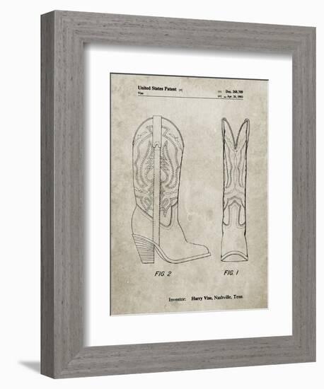 PP1098-Sandstone Texas Boot Company 1983 Cowboy Boots Patent Poster-Cole Borders-Framed Giclee Print