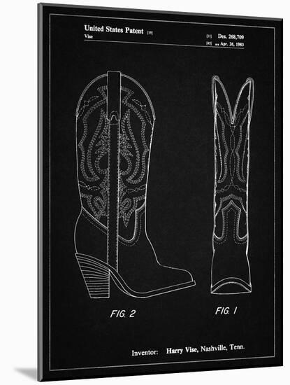 PP1098-Vintage Black Texas Boot Company 1983 Cowboy Boots Patent Poster-Cole Borders-Mounted Giclee Print