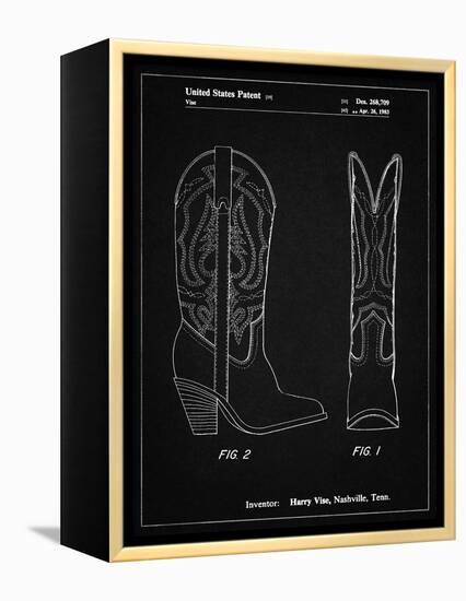 PP1098-Vintage Black Texas Boot Company 1983 Cowboy Boots Patent Poster-Cole Borders-Framed Premier Image Canvas