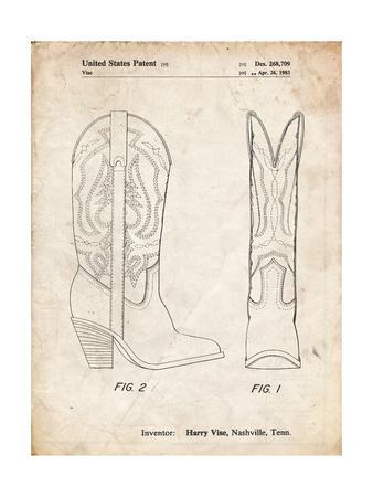 Western Art 1960 TEXAS VINTAGE TRAVEL POSTER Cowboy boots