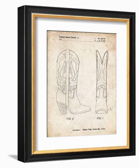 PP1098-Vintage Parchment Texas Boot Company 1983 Cowboy Boots Patent Poster-Cole Borders-Framed Giclee Print