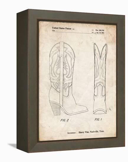 PP1098-Vintage Parchment Texas Boot Company 1983 Cowboy Boots Patent Poster-Cole Borders-Framed Premier Image Canvas