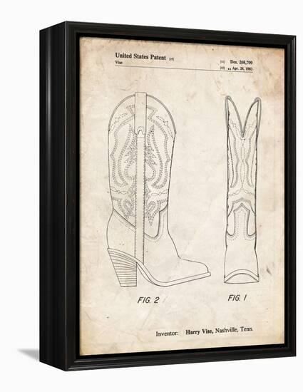 PP1098-Vintage Parchment Texas Boot Company 1983 Cowboy Boots Patent Poster-Cole Borders-Framed Premier Image Canvas