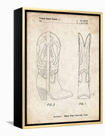 PP1098-Vintage Parchment Texas Boot Company 1983 Cowboy Boots Patent Poster-Cole Borders-Framed Premier Image Canvas