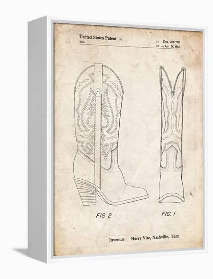 PP1098-Vintage Parchment Texas Boot Company 1983 Cowboy Boots Patent Poster-Cole Borders-Framed Premier Image Canvas