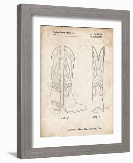 PP1098-Vintage Parchment Texas Boot Company 1983 Cowboy Boots Patent Poster-Cole Borders-Framed Giclee Print